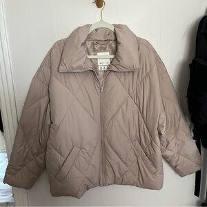 Abercrombie & Fits Puffer Quilted Jacket Relaxed Fit Beige Winter Apres Ski